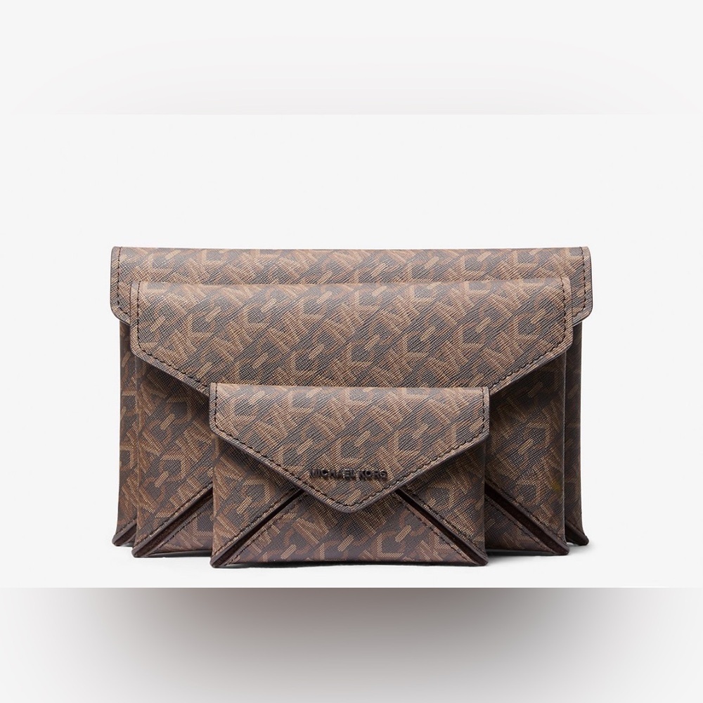 MICHAEL KORS JET SET TRAVEL JORTY 3-IN-1 EMPIRE MONOGRAM ENVELOPE WALLET